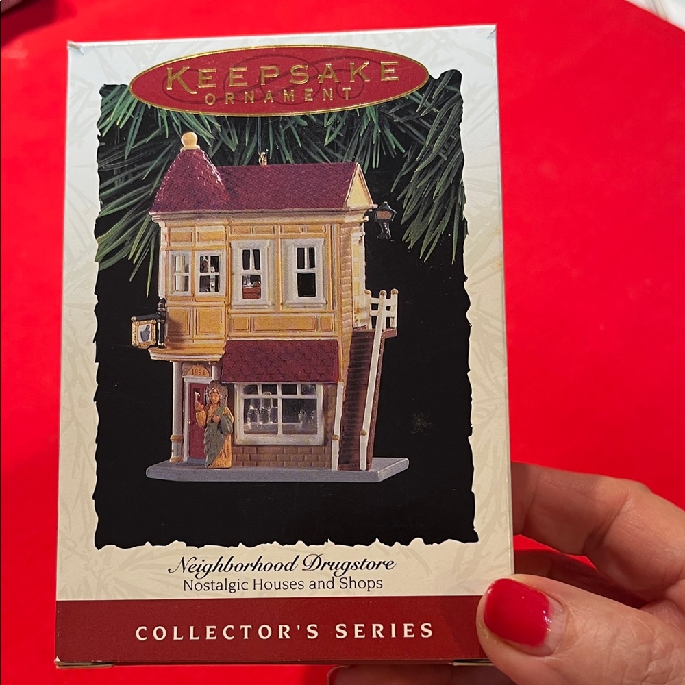 Hallmark Keepsake Ornament - Neighborhood Drugstore in Red and Yellow.